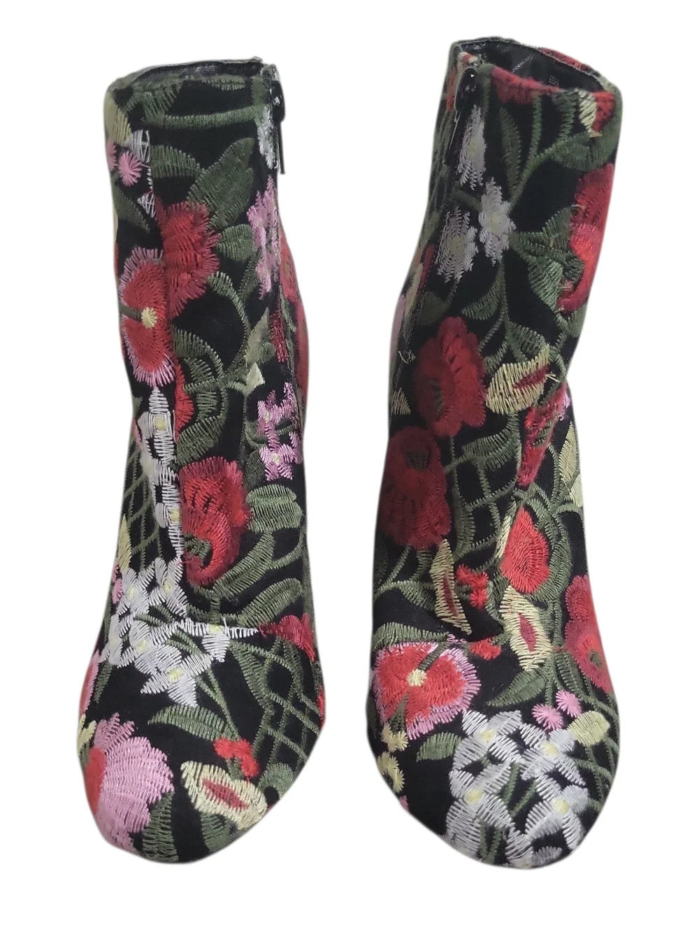 Just Fab Embroidered Block Heel Ankle Booties Size 9.5 EUC